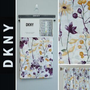 DKNY 2 Panels Window Curtain Drapes ~ Floret ~ Purple/Yellow/Green ~ 50x84